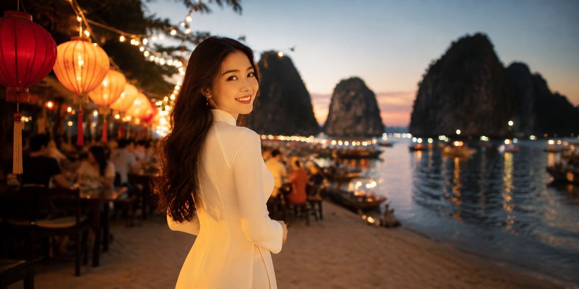 Phụ nữ mặc áo dài tại Hội An tham gia trò chơi bài và xổ số trực tuyến